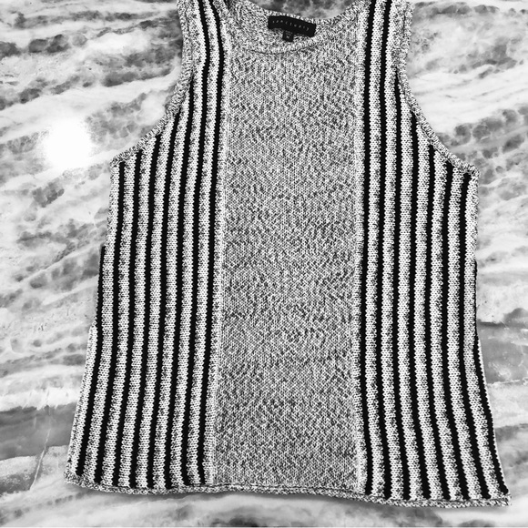Anthropologie Sanctuary M Grey, Black, White Knit Sleeveless Sweater Tank - Picture 9 of 10